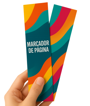 Marcador de Livro UV Total 1/0 Couchê 300g 18x5cm  Verniz Total Frente Corte reto 